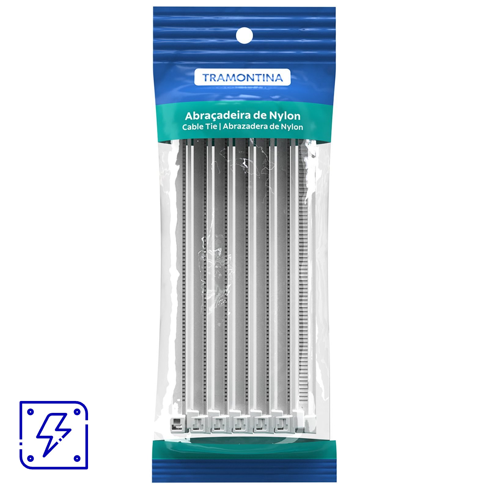 Abraçadeira de Nylon 151X3,70 mm Tramontina Branca, pacote com 100 unidades 8 UNIDADES EMB.MINIMA