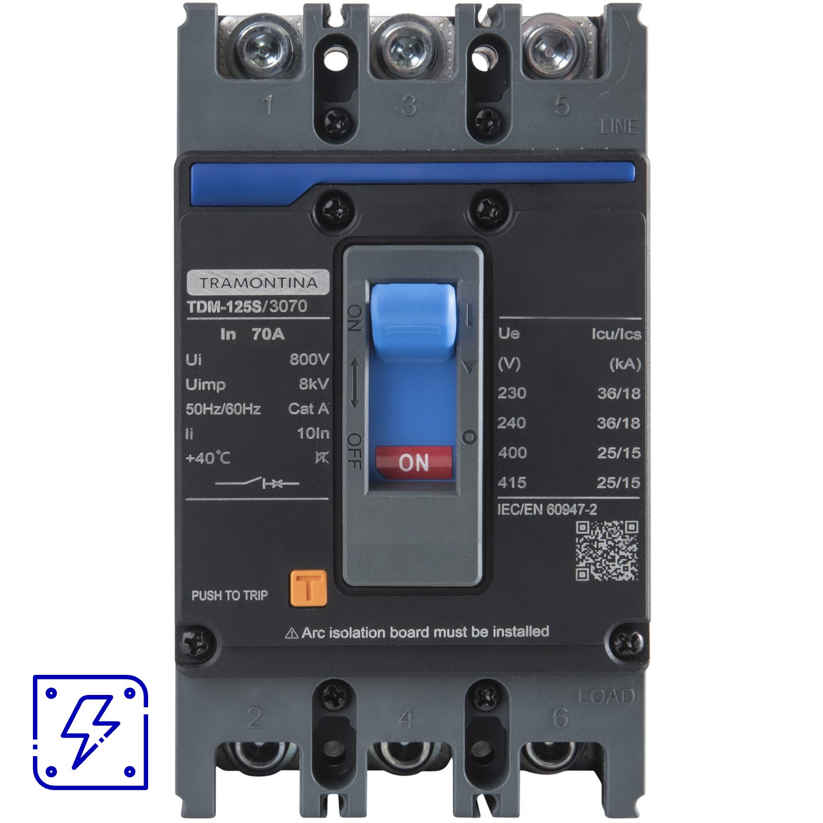 Disjuntor Caixa Moldada Tramontina TDM-125S 3P 70A 36kA 1 UNIDADES EMB.MINIMA