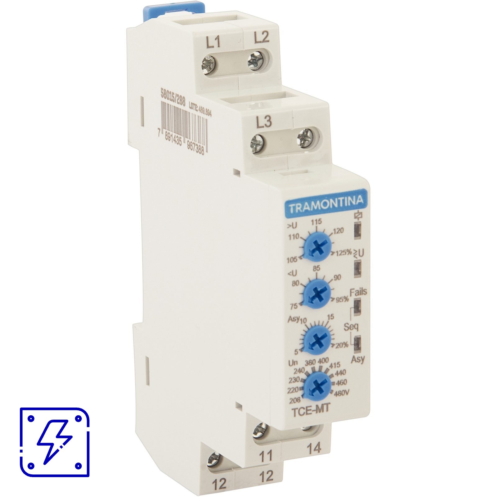 Relé de Monitoramento de Tensão Tramontina 208-480 V AC 8 A AC-1 ou 2 A 1 UNIDADES EMB.MINIMA