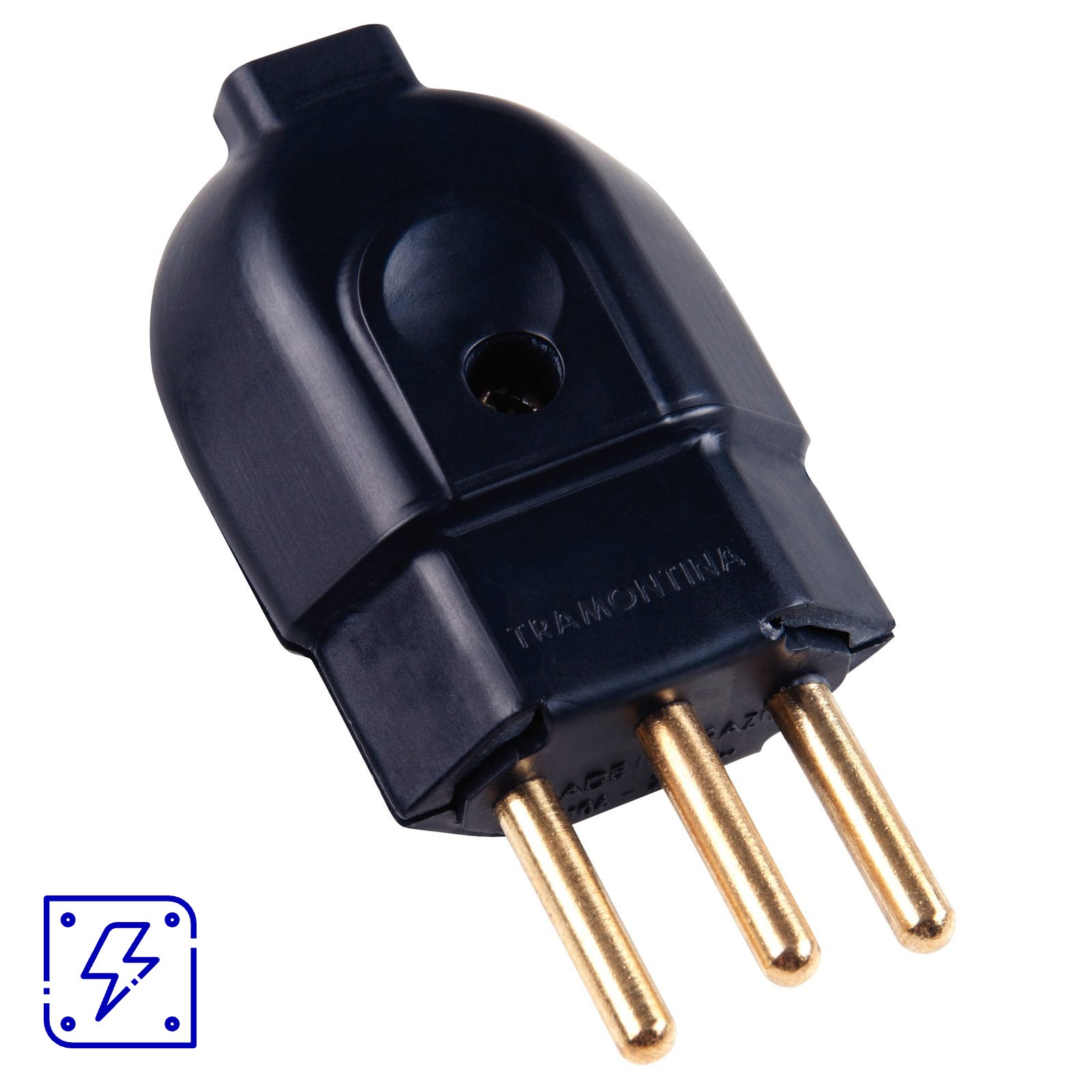 Plugue Macho 2P+T 20 A 250 V Tramontina Preto 50 UNIDADES EMB.MINIMA